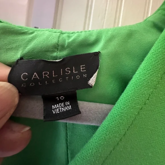 Carlisle Green Sheath Midi Dress V-Neck Sleeveless - Picture 3 of 5